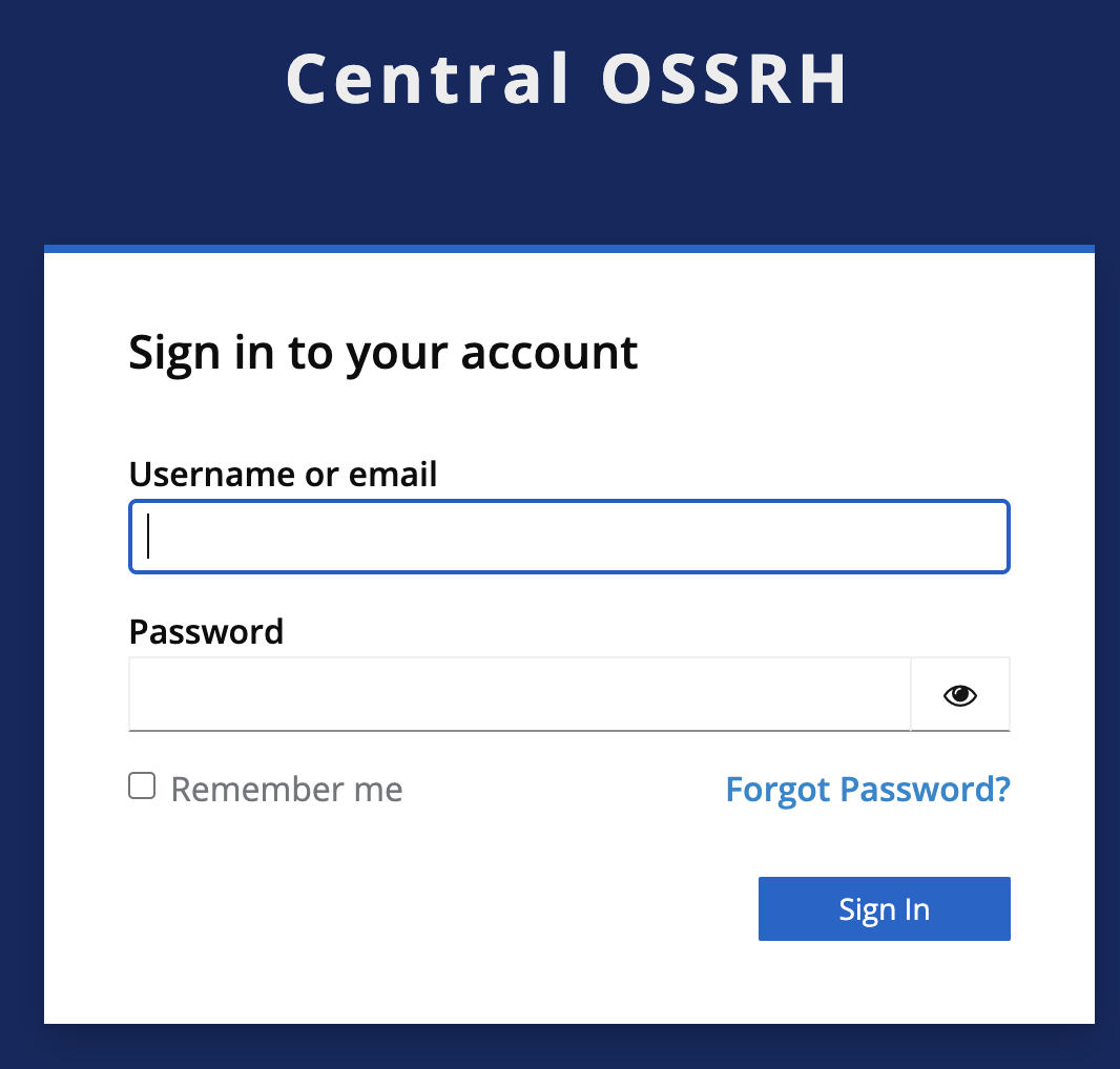OSSRH Account management Sign In