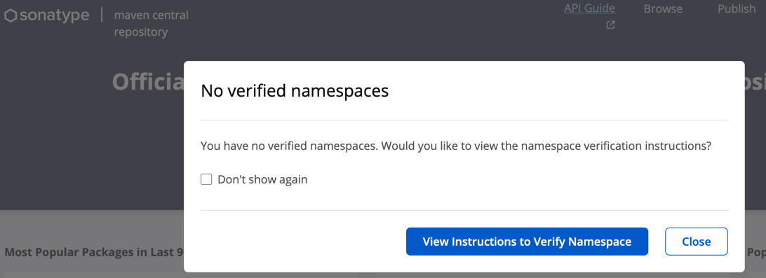 No Verified Namespaces