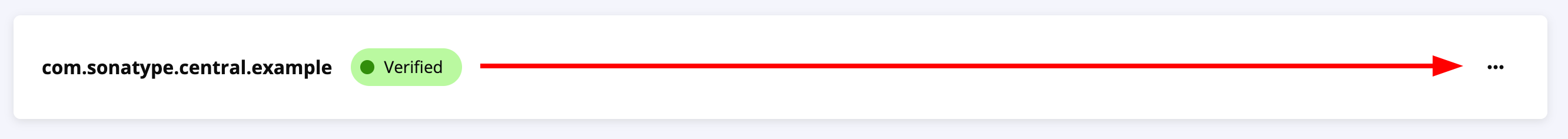 A screenshot of a row in the namespaces list with a red arrow that points to
the three dot icon of the dropdown menu on the
right